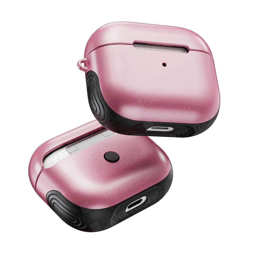 Airpods 3. Nesil Uyumlu Kılıf Anti-Shock Kulaklık Kılıfı Darbe Emici Tam Koruma Shockproof Pembe