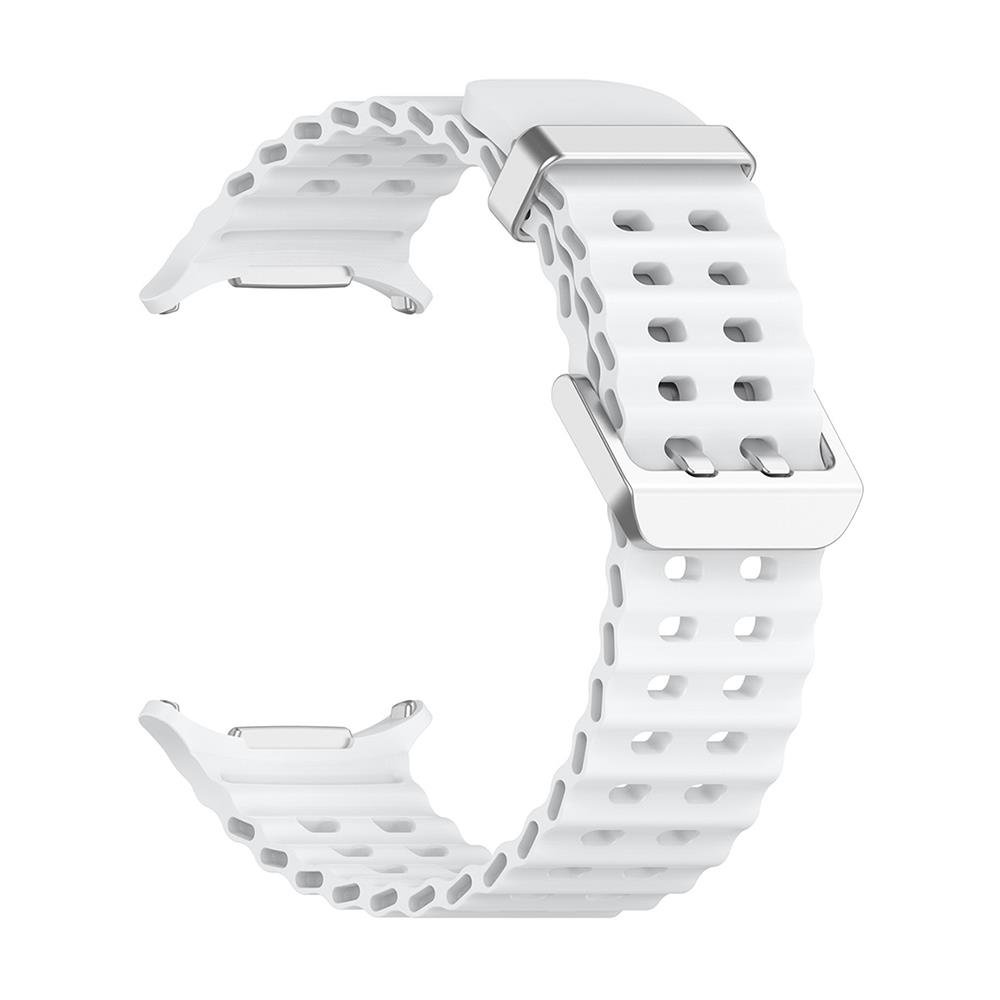 Samsung Galaxy Watch Ultra 47 mm uyumlu Silikon Spor Kordon Özel Pim Soft Jel Silikon Kayış Beyaz