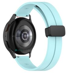 Samsung Gear S3 Silikon Kordon Magnetik D Tokalı Spor Kayış Mıknatıslı Toka Su Yeşili