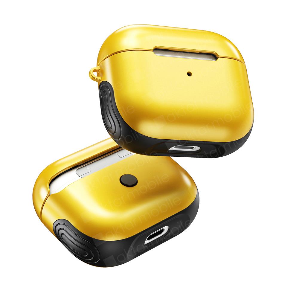 Airpods 3. Nesil Uyumlu Kılıf Anti-Shock Kulaklık Kılıfı Darbe Emici Tam Koruma Shockproof Sarı