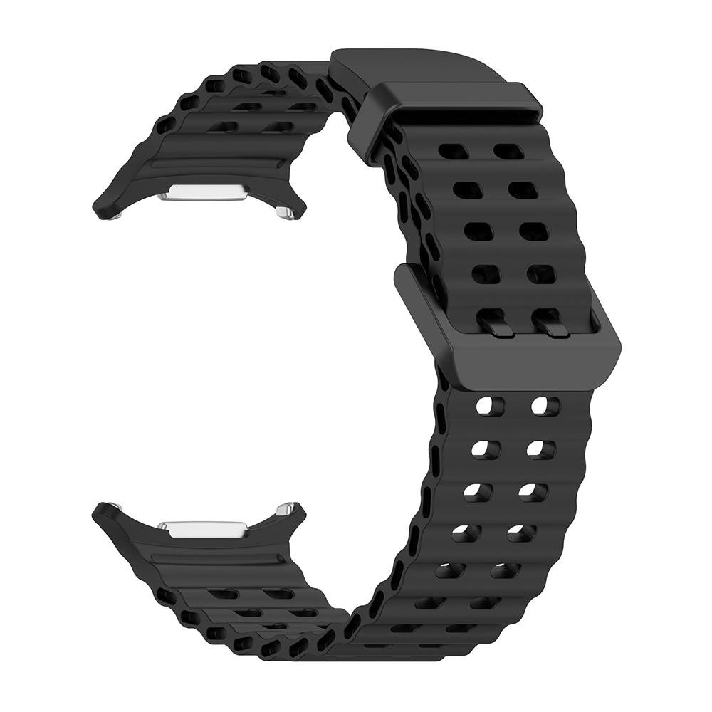 Samsung Galaxy Watch Ultra 47 mm uyumlu Silikon Spor Kordon Özel Pim Soft Jel Silikon Kayış Siyah
