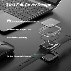 Apple Watch 10 42 mm uyumlu Ekran Koruyucu 360° Kasa Koruma Tüm Gövde Kapak Ön Arka Darbe Emici