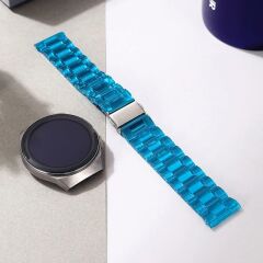 Huawei Watch GT 3 46 mm Uyumlu Kordon Renkli Şeffaf Kayış Plastik Kordon Mavi