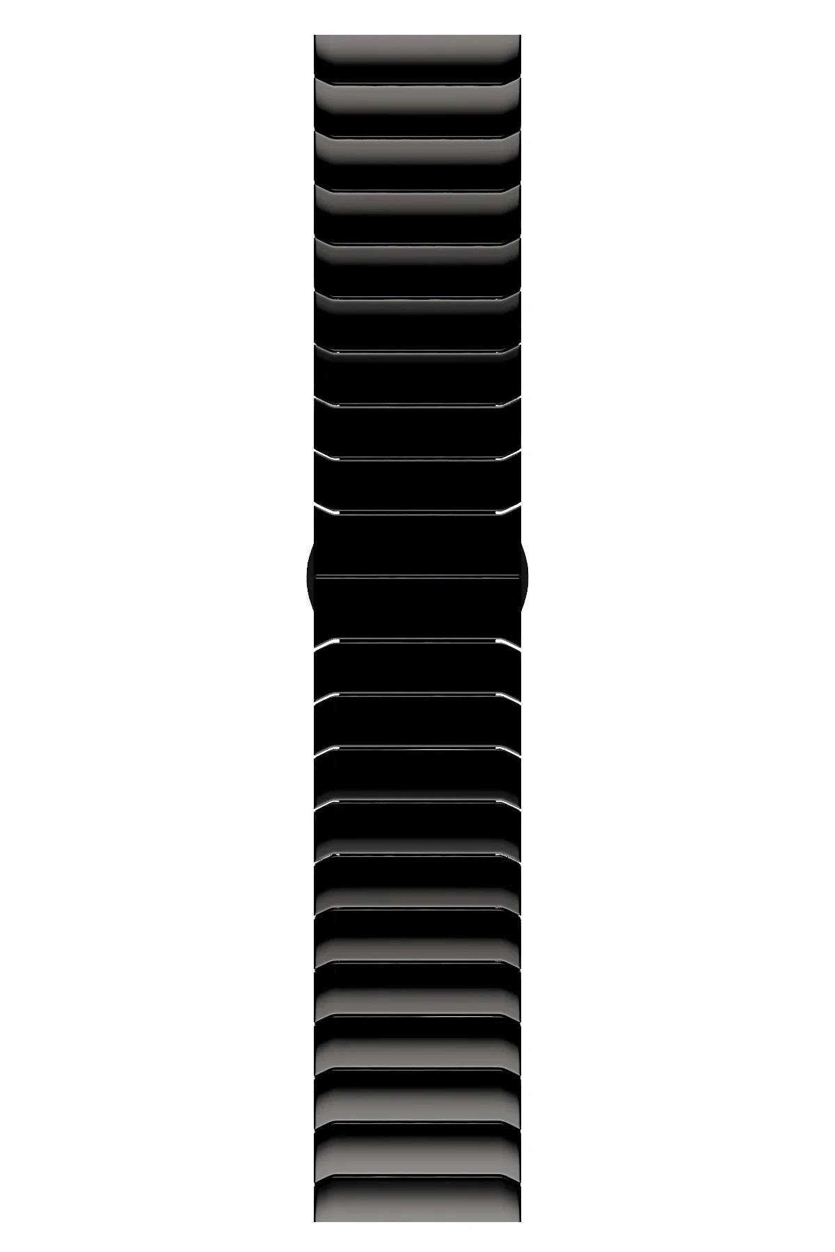 Apple Watch Ultra 49 mm uyumlu Seramik Kordon Baklalı Premium Seramik Kayış Siyah
