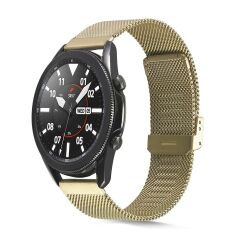 Huawei Watch GT Runner Uyumlu Hasır Metal Kordon Klipsli Tel Örgü Kayış Gold