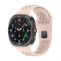 Samsung Galaxy Watch Ultra 47 mm uyumlu Delikli Silikon Kordon Özel Pim Soft Jel Silikon Spor Kayış Pudra