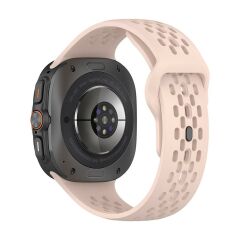 Samsung Galaxy Watch Ultra 47 mm uyumlu Delikli Silikon Kordon Özel Pim Soft Jel Silikon Spor Kayış Pudra