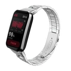 Xiaomi Mi Band 7 Pro Uyumlu Metal Kordon Premium Paslanmaz Çelik Kayış Baklalı Model - Özel Pim