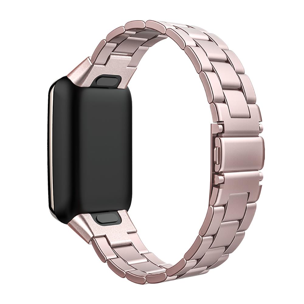 Xiaomi Mi Band 7 Pro Uyumlu Metal Kordon Premium Paslanmaz Çelik Kayış Baklalı Model - Özel Pim Rose Pembe