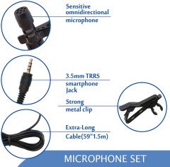Yaka Mikrofonu Lavalier Canlı Yayın Youtube Video 150 cm