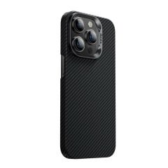 Apple iPhone 14 Pro Kılıf Magsafe Şarj Özellikli Karbon Fiber Benks MFM Lisanslı 600D Essential Kevlar Kapak Siyah