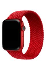 Apple Watch 7 - 41 mm uyumlu Örgü Solo Loop Kordon Medium (14,7 cm) Kayış Kırmızı