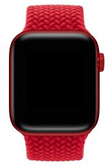 Apple Watch 7 - 41 mm uyumlu Örgü Solo Loop Kordon Medium (14,7 cm) Kayış Kırmızı