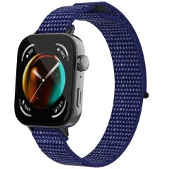 Huawei Watch Fit 3 uyumlu Spor Loop Kordon Hasır Örgü Kayış Cırt Cırtlı Velcro İndigo