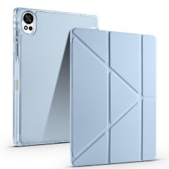 Huawei MatePad 12 X uyumlu Kılıf Kalem Bölmeli Tri Folding Standlı Arkası Silikon Uyku Modlu Mavi