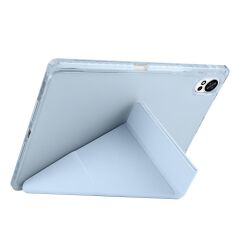 Huawei MatePad 12 X uyumlu Kılıf Kalem Bölmeli Tri Folding Standlı Arkası Silikon Uyku Modlu Mavi