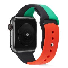 Apple Watch Ultra 49 mm uyumlu Spor Kordon Black Unity Silikon Kayış
