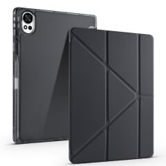 Huawei MatePad 12 X uyumlu Kılıf Kalem Bölmeli Tri Folding Standlı Arkası Silikon Uyku Modlu Siyah