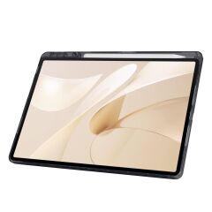 Huawei MatePad 12 X uyumlu Kılıf Kalem Bölmeli Tri Folding Standlı Arkası Silikon Uyku Modlu Siyah