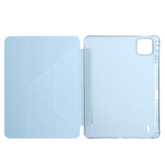 Xiaomi Mi Pad 7 / Pad 7 Pro uyumlu Kılıf Kalem Bölmeli Tri Folding Standlı Arkası Silikon Uyku Modlu Mavi