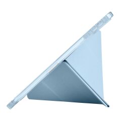 Xiaomi Mi Pad 7 / Pad 7 Pro uyumlu Kılıf Kalem Bölmeli Tri Folding Standlı Arkası Silikon Uyku Modlu Mavi