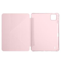 Xiaomi Mi Pad 7 / Pad 7 Pro uyumlu Kılıf Kalem Bölmeli Tri Folding Standlı Arkası Silikon Uyku Modlu Rose Gold
