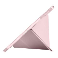 Xiaomi Mi Pad 7 / Pad 7 Pro uyumlu Kılıf Kalem Bölmeli Tri Folding Standlı Arkası Silikon Uyku Modlu Rose Gold