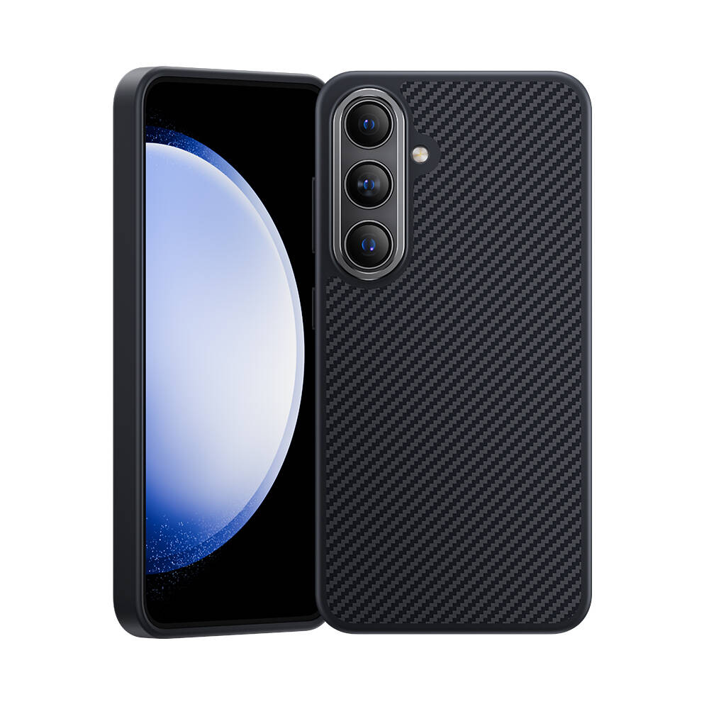 Galaxy S24 Plus Kılıf Karbon Fiber Magsafe Şarj Özellikli Benks Hybrid ArmorPro 600D Kevlar Kapak Siyah