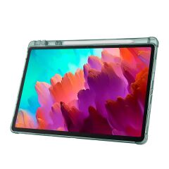 Lenovo Idea Tab Pro 12.7'' uyumlu Kılıf Kalem Bölmeli Tri Folding Standlı Arkası Silikon Uyku Modlu Koyu Yeşil