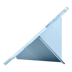 Lenovo Idea Tab Pro 12.7'' uyumlu Kılıf Kalem Bölmeli Tri Folding Standlı Arkası Silikon Uyku Modlu Mavi