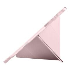 Lenovo Idea Tab Pro 12.7'' uyumlu Kılıf Kalem Bölmeli Tri Folding Standlı Arkası Silikon Uyku Modlu Rose Gold