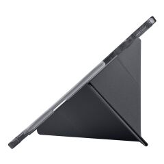 Lenovo Idea Tab Pro 12.7'' uyumlu Kılıf Kalem Bölmeli Tri Folding Standlı Arkası Silikon Uyku Modlu Siyah