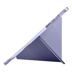 Lenovo Idea Tab Pro 12.7'' uyumlu Kılıf Kalem Bölmeli Tri Folding Standlı Arkası Silikon Uyku Modlu Levander Gray