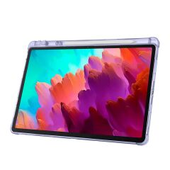 Lenovo Idea Tab Pro 12.7'' uyumlu Kılıf Kalem Bölmeli Tri Folding Standlı Arkası Silikon Uyku Modlu Levander Gray