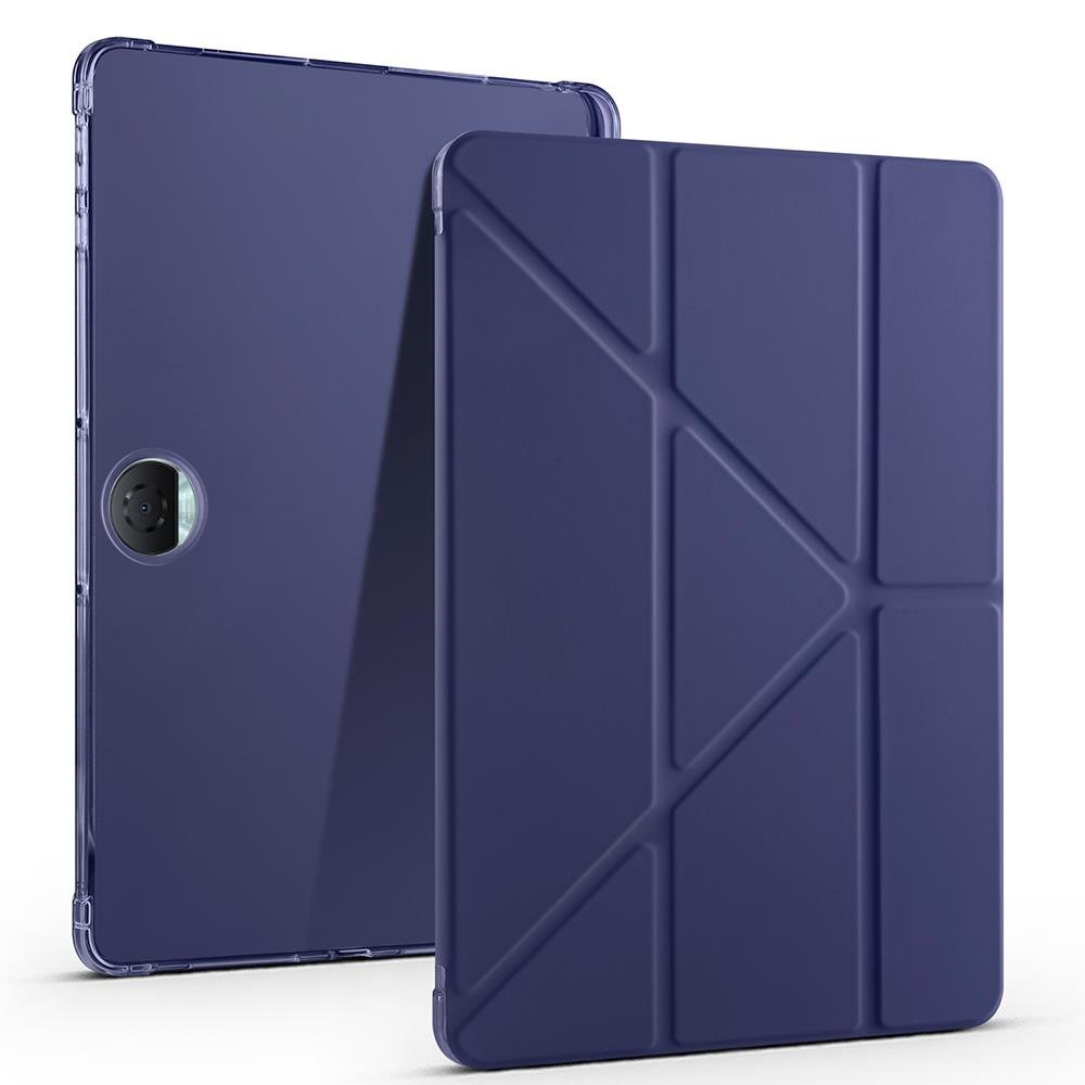 Honor Pad 9 uyumlu Kılıf Kalem Bölmeli Tri Folding Standlı Arkası Silikon Uyku Modlu Lacivert