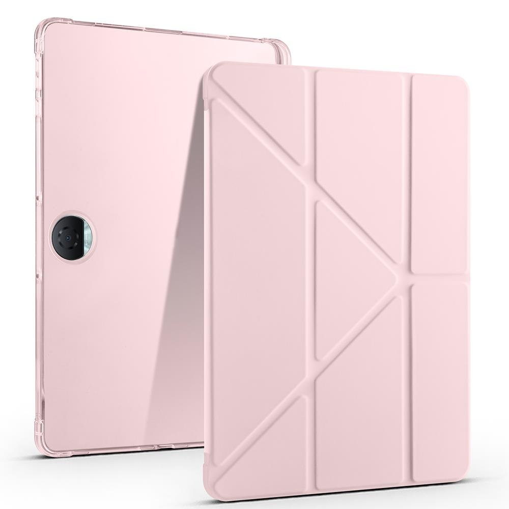 Honor Pad 9 uyumlu Kılıf Kalem Bölmeli Tri Folding Standlı Arkası Silikon Uyku Modlu Rose Gold