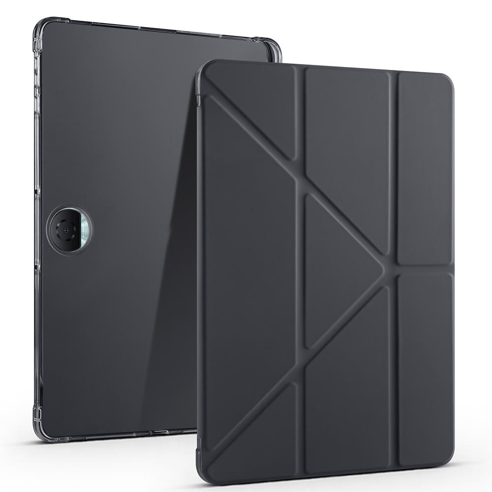 Honor Pad 9 uyumlu Kılıf Kalem Bölmeli Tri Folding Standlı Arkası Silikon Uyku Modlu Siyah