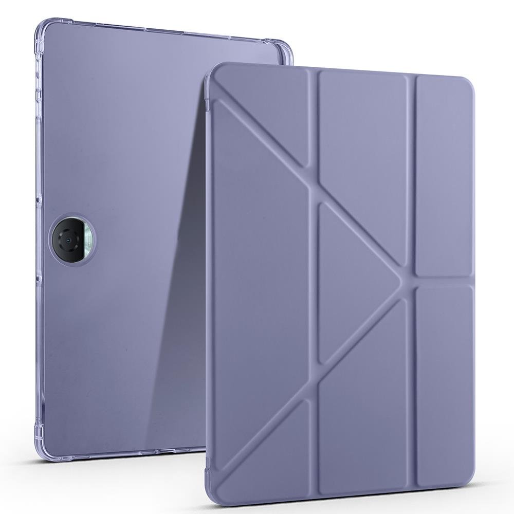 Honor Pad 9 uyumlu Kılıf Kalem Bölmeli Tri Folding Standlı Arkası Silikon Uyku Modlu Levander Gray