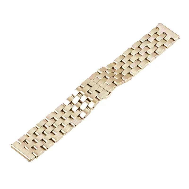 Samsung Galaxy Watch 46 mm Uyumlu Metal Kordon Paslanmaz Çelik Kayış Premium Gold