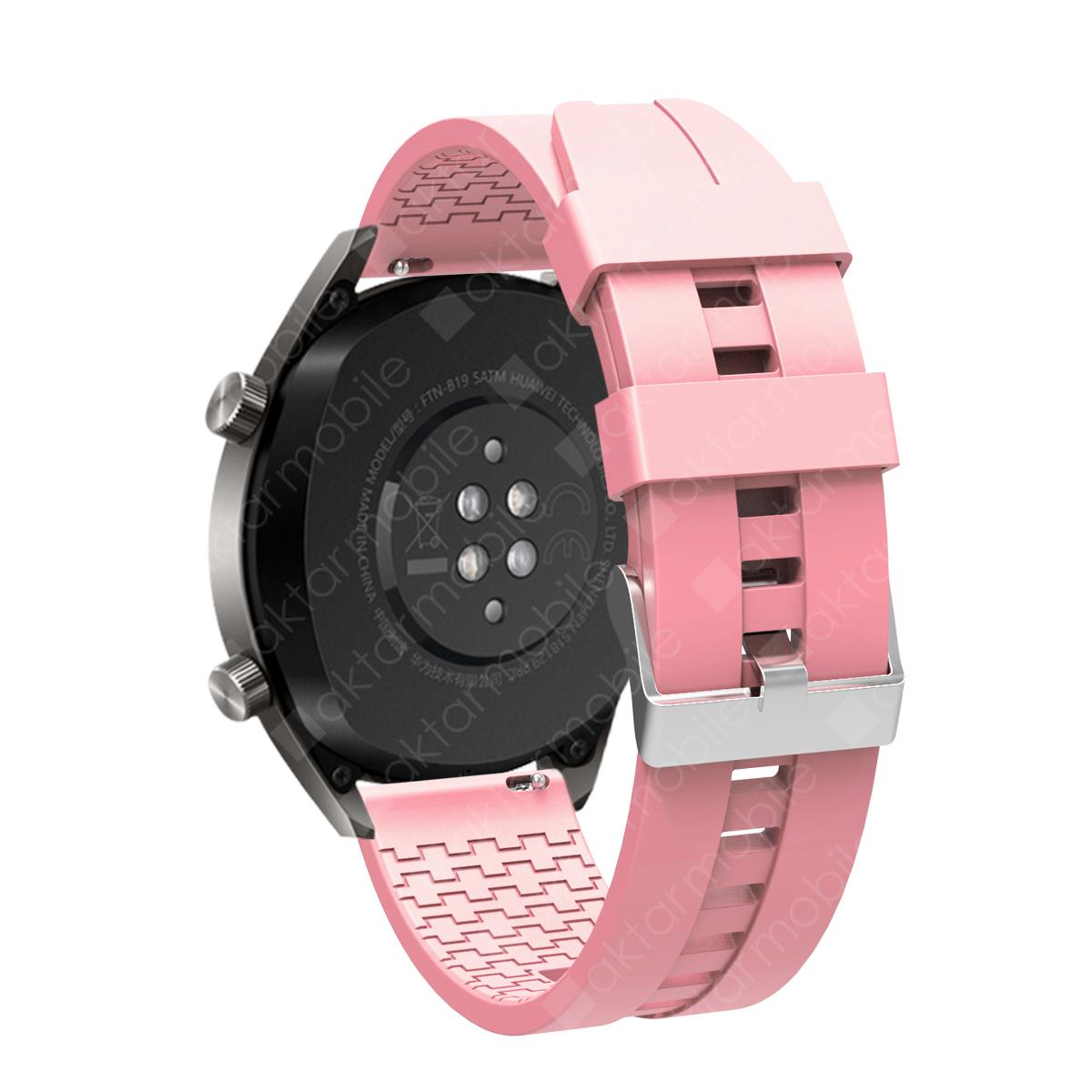Honor Magic Watch 2 46 mm Uyumlu Silikon Kordon Spor Tasarım Premium Spor Kayış Pembe