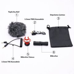 Profesyonel DSLR Kamera Mikrofonu Broadcast Canlı Yayın Mikrofonu