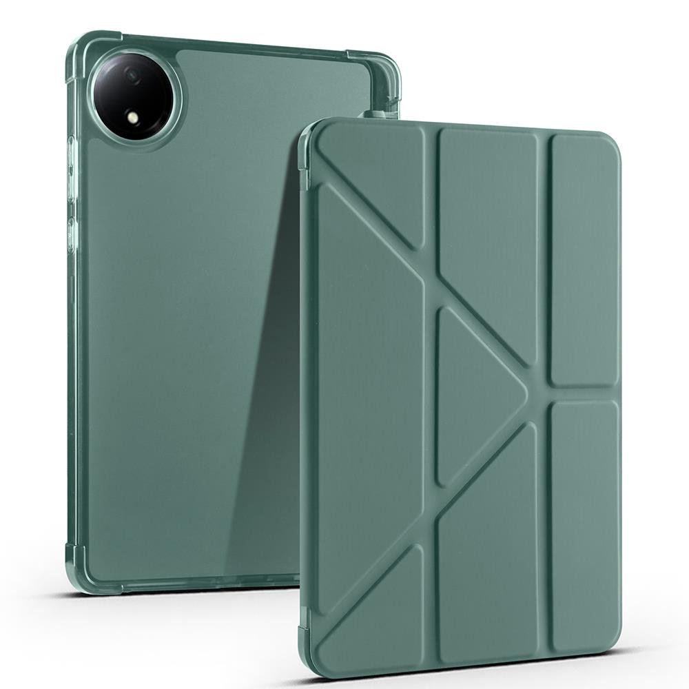 Redmi Pad SE 8.7 uyumlu Kılıf Kalem Bölmeli Tri Folding Standlı Arkası Silikon Uyku Modlu Koyu Yeşil