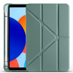 Redmi Pad SE 8.7 uyumlu Kılıf Kalem Bölmeli Tri Folding Standlı Arkası Silikon Uyku Modlu Koyu Yeşil