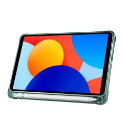 Redmi Pad SE 8.7 uyumlu Kılıf Kalem Bölmeli Tri Folding Standlı Arkası Silikon Uyku Modlu Koyu Yeşil