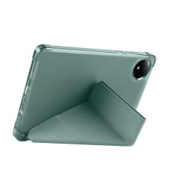 Redmi Pad SE 8.7 uyumlu Kılıf Kalem Bölmeli Tri Folding Standlı Arkası Silikon Uyku Modlu Koyu Yeşil