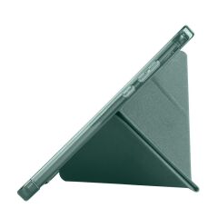 Redmi Pad SE 8.7 uyumlu Kılıf Kalem Bölmeli Tri Folding Standlı Arkası Silikon Uyku Modlu Koyu Yeşil