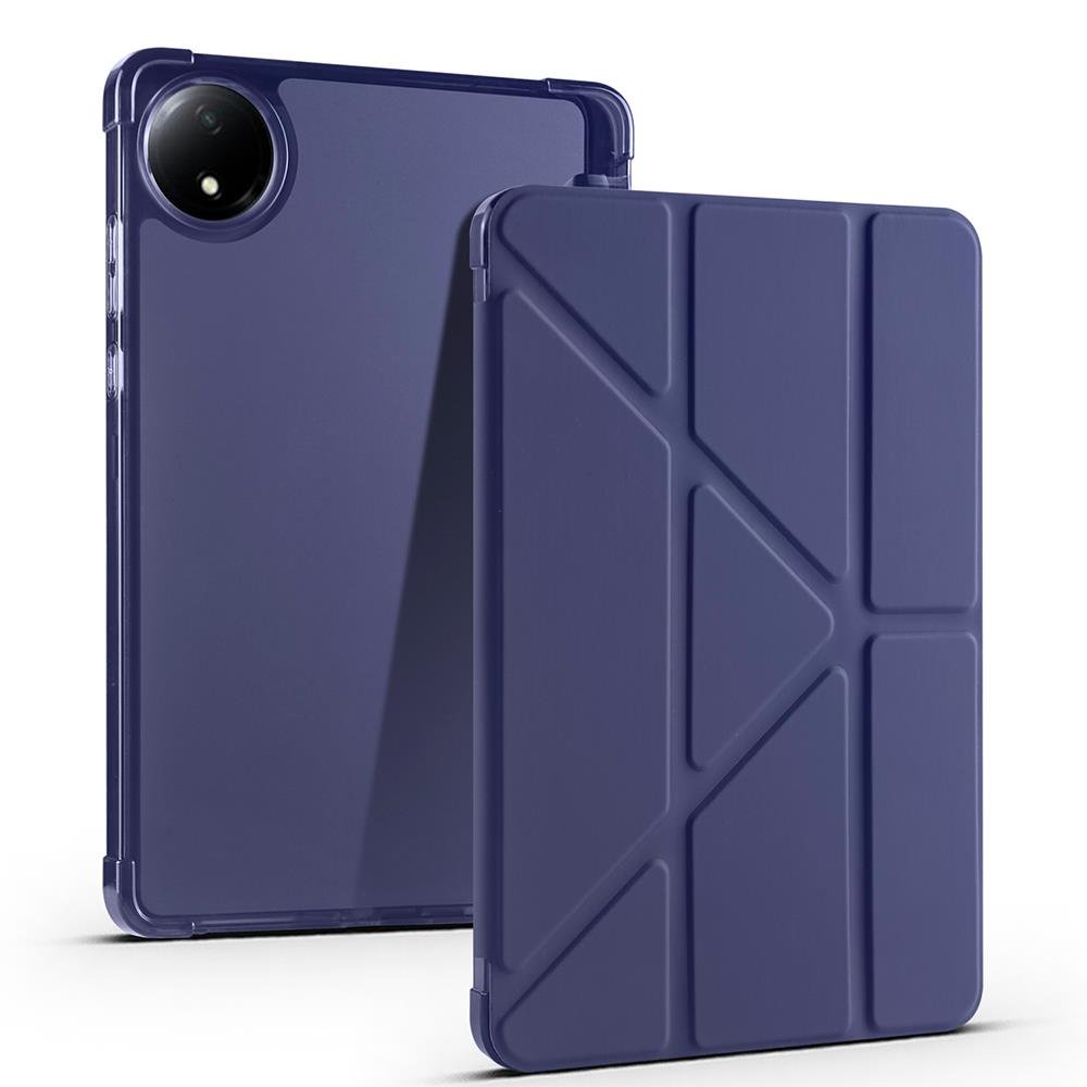 Redmi Pad SE 8.7 uyumlu Kılıf Kalem Bölmeli Tri Folding Standlı Arkası Silikon Uyku Modlu Lacivert