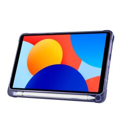 Redmi Pad SE 8.7 uyumlu Kılıf Kalem Bölmeli Tri Folding Standlı Arkası Silikon Uyku Modlu Lacivert