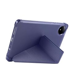 Redmi Pad SE 8.7 uyumlu Kılıf Kalem Bölmeli Tri Folding Standlı Arkası Silikon Uyku Modlu Lacivert
