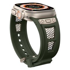 Apple Watch 6 5 4 3 2 1 SE 42 44 mm uyumlu Silikon Kordon Metal Detaylı Hava Alabilen Premium Kayış